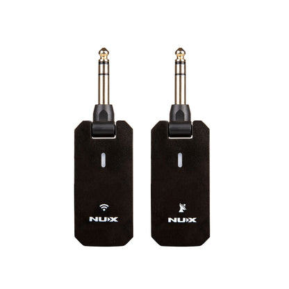 NUX C-5RC wireless guitar transmitter and receiver side-by-side on a white background